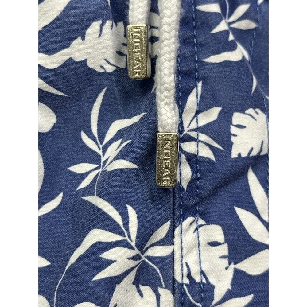 Ingear Swim Trunks Mens Large Blue White Floral Leaf Print Board Shorts 36-38